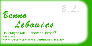 benno lebovics business card